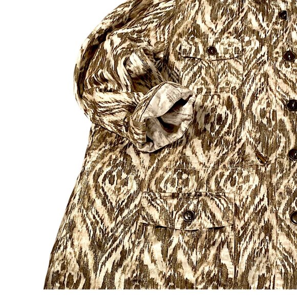 Chicos Jacket Womens 3 US XL Beige Brown Inkat Utility Relaxed Safari Lagenlook - Picture 13 of 16